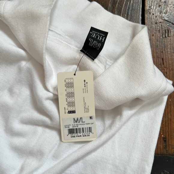 HUE French Terry High Rise Capri Size M/L White NWT - Picture 4 of 5